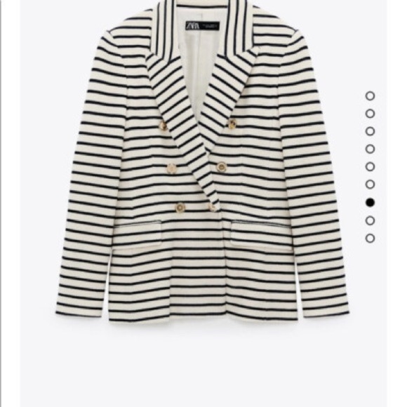 Zara Dark Blue and White Striped Blazer - Picture 4 of 13